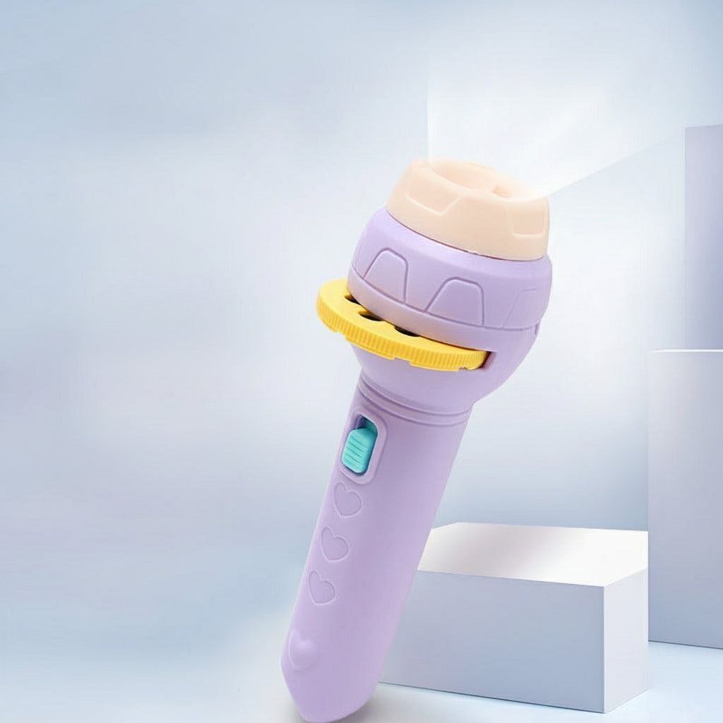 Purple flashlight on a light blue background