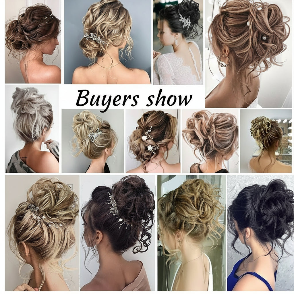 Collage of various hairstyles with the text 'Buyers show' displayed.
